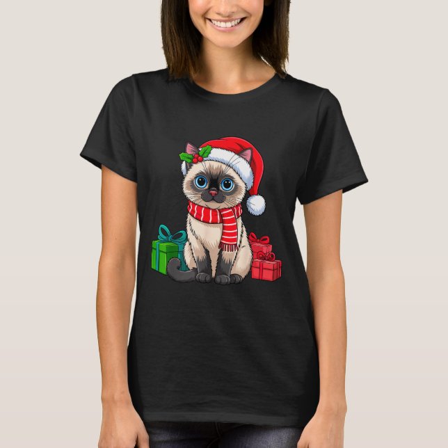 Christmas Siamese Cat Holiday Kitten Xmas Men Wome T-Shirt (Front)