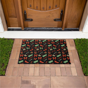 Christmas Siamese Cat is celebrating at home  Doormat