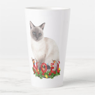 Christmas Siamese Cat Watercolor   Latte Mug