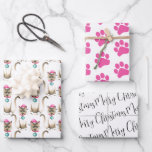 Christmas Siamese Cat Wrapping Paper Sheet<br><div class="desc">This Christmas cat wrapping paper features a cute pattern of watercolor siamese cats wearing Santa hats, pink paws, and festive script typography with the words "Merry Christmas." It's the perfect choice for wrapping unique Christmas gifts for cat lovers and makes an adorable addition to any cat lover gift set. Whether...</div>