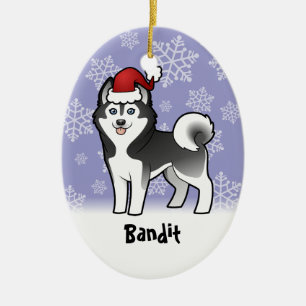 Christmas Siberian Husky / Alaskan Malamute Ceramic Tree Decoration