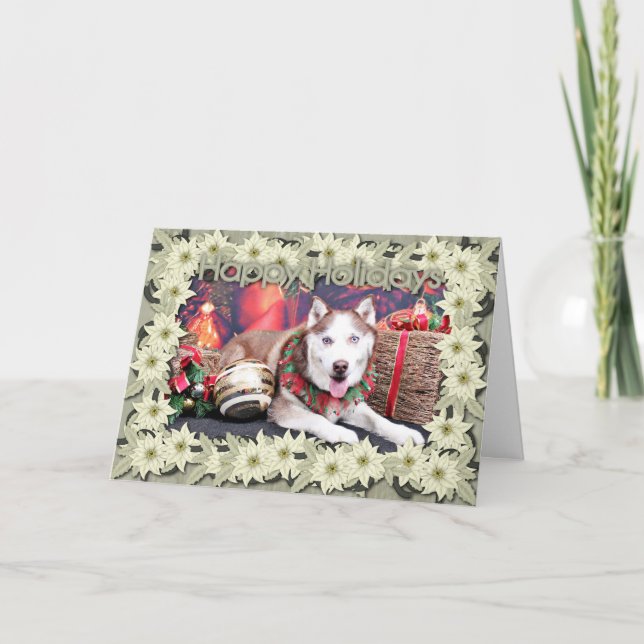Christmas - Siberian Husky - Buddy Holiday Card (Front)