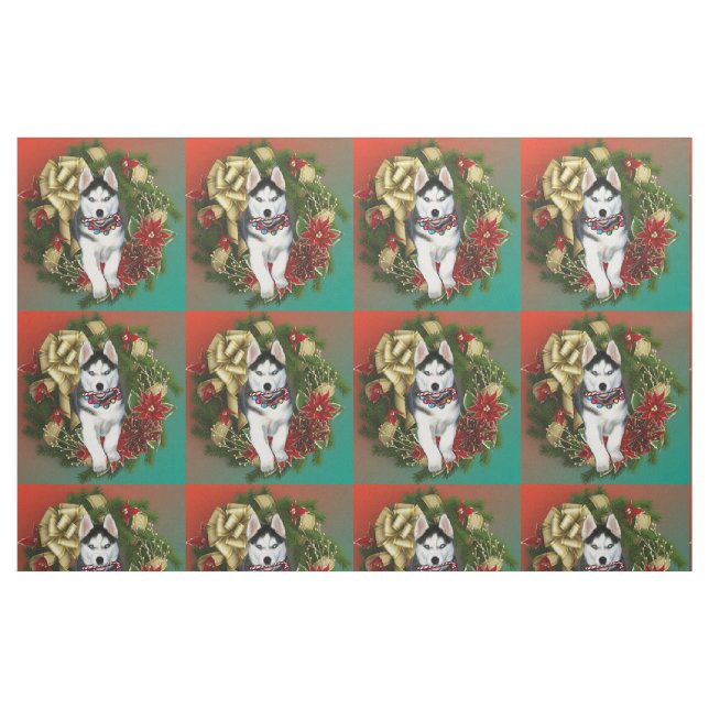 Christmas Siberian Husky dog breed fabric (Fat Quarter)