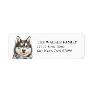 Christmas Siberian Husky Dog Return Address Labels