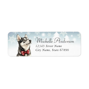 Christmas Siberian Husky Dog Return Address Labels