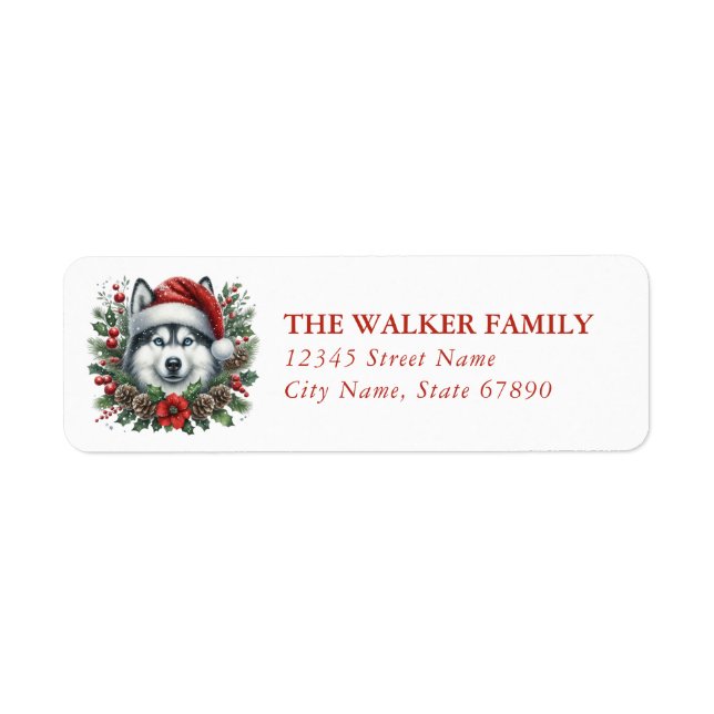 Christmas Siberian Husky Dog Return Address Labels (Front)