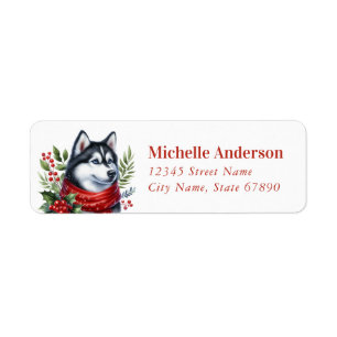 Christmas Siberian Husky Dog Return Address Labels