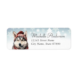Christmas Siberian Husky Dog Return Address Labels