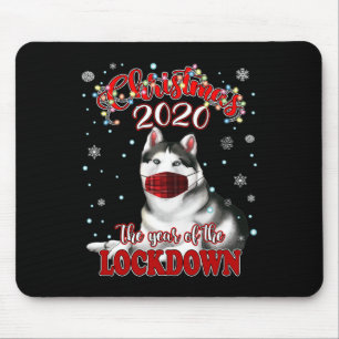 Christmas Siberian Husky Dog Shirt Quarantine Lock Mouse Mat