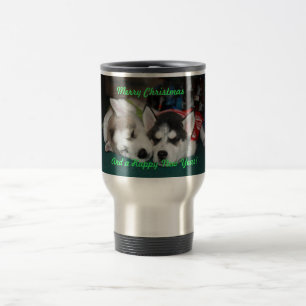 Christmas Siberian Husky Puppies Mug