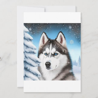 Christmas Siberian Husky / Sled Dog T-Shirt Holiday Card
