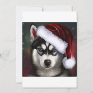 Christmas Siberian Husky / Sled Dog T-Shirt Holiday Card