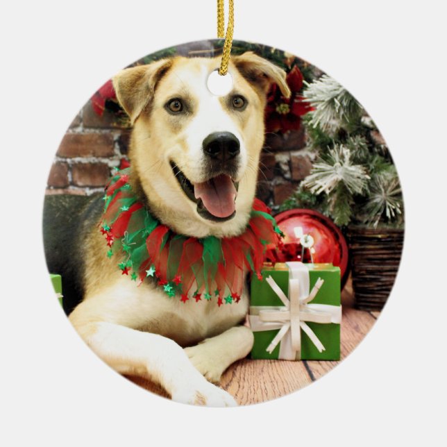 Christmas - Siberian Husky X - Harley Ceramic Tree Decoration (Front)