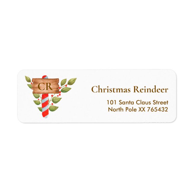 Christmas Sign - Monogram Return Address Labels (Front)