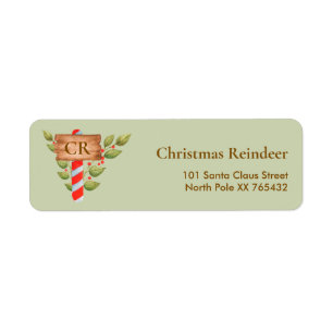 Christmas Sign Monogram Return Address Labels