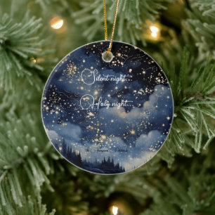 Christmas silent holy and starry night ceramic tree decoration