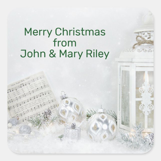 Christmas Silent Night Lantern Square Sticker (Front)