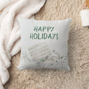 Christmas Silent Night Music In Snow Cushion
