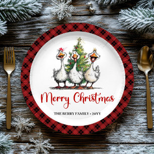 Christmas Silly Geese Quirky Playful Party Plates