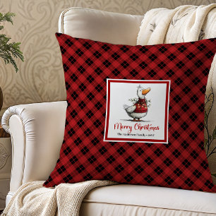 Christmas Silly Geese Whimsical Throw Pillow Art