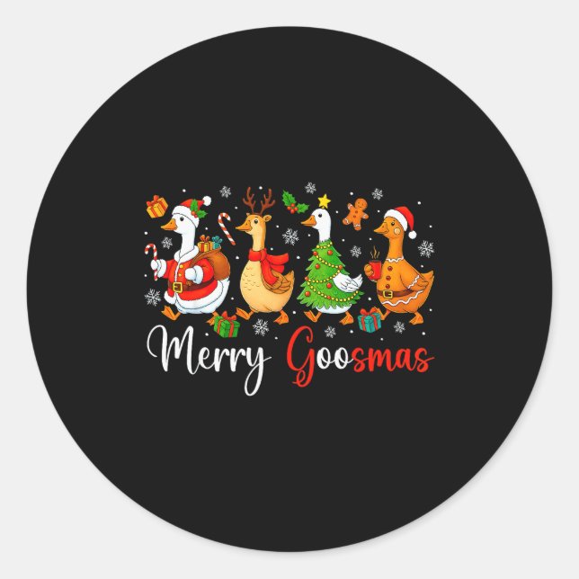 Christmas Silly Goose Funny Merry Goosemas Xmas Tr Classic Round Sticker (Front)