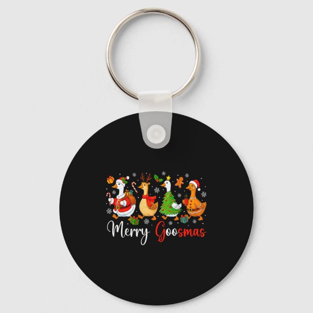 Christmas Silly Goose Funny Merry Goosemas Xmas Tr Key Ring (Front)