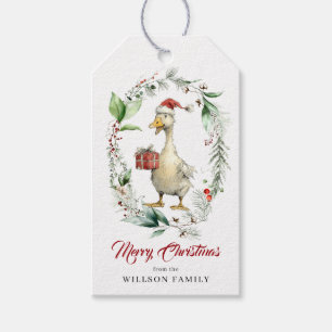 Christmas Silly Goose Ornate Wreath Berries Gift Tags