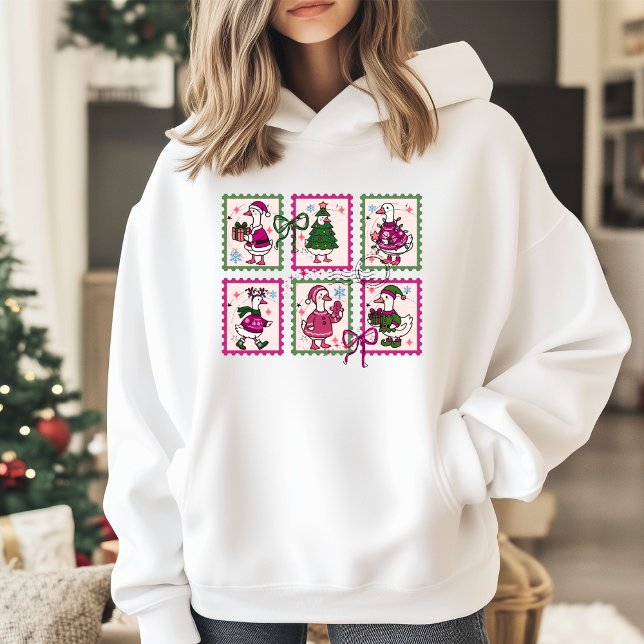 Christmas Silly Goose Vintage Stamps Hoodie (Creator Uploaded)