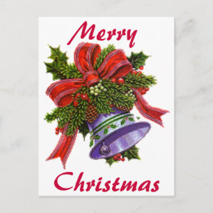 Christmas Silver Bell Holiday Postcard