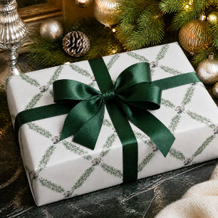 Christmas Silver Bells Garland Wrapping Paper