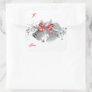 Christmas Silver Bells Gift Tag Stickers