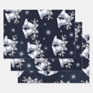 Christmas Silver Bells Wrapping Paper Sheet