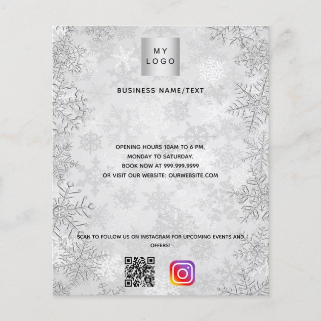 Christmas silver business logo qr code instagram flyer (Front)
