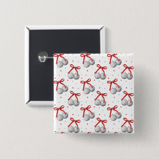 Christmas Silver Disco Ball Ornaments with Red Bow 15 Cm Square Badge