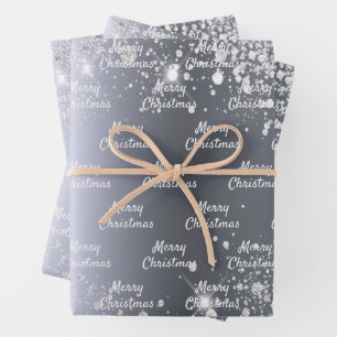 Christmas silver glitter wrapping paper sheet