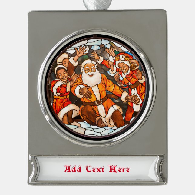 Christmas Silver Plated Banner Ornament (Front)