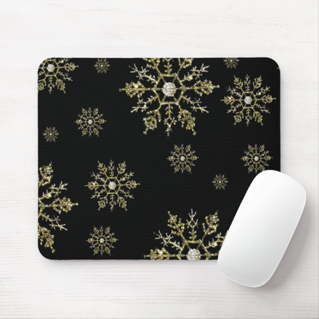 Christmas Silver Snowflake Mousepad (With Mouse)