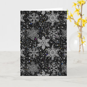 Christmas silver sparkle snow flakes card