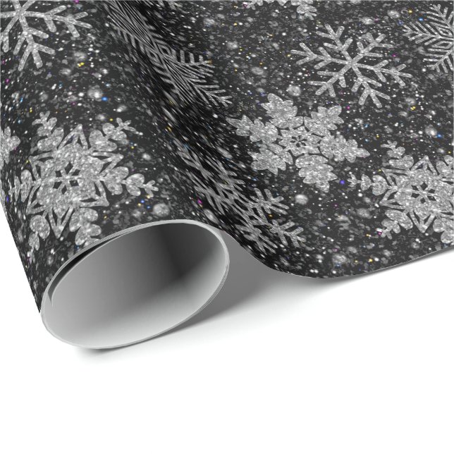 Christmas silver sparkle snow flakes wrapping paper (Roll Corner)