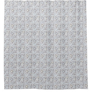 Christmas, silver twigs, white, snowflakes, winte shower curtain