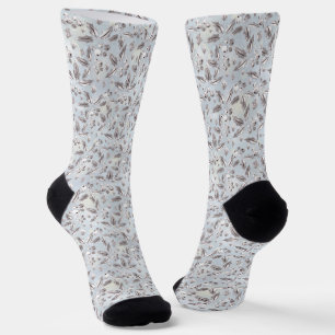 Christmas, silver twigs, white, snowflakes, winter socks