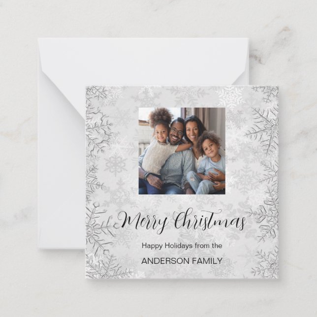Christmas silver winter snow photo QR Instagram Card (Front)