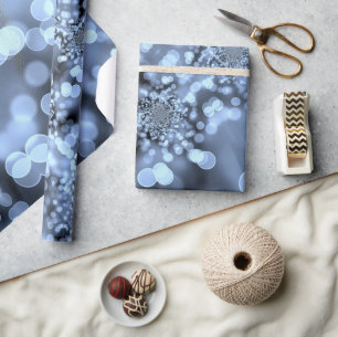 Christmas Silvery Blue Snowflake Wrapping Paper