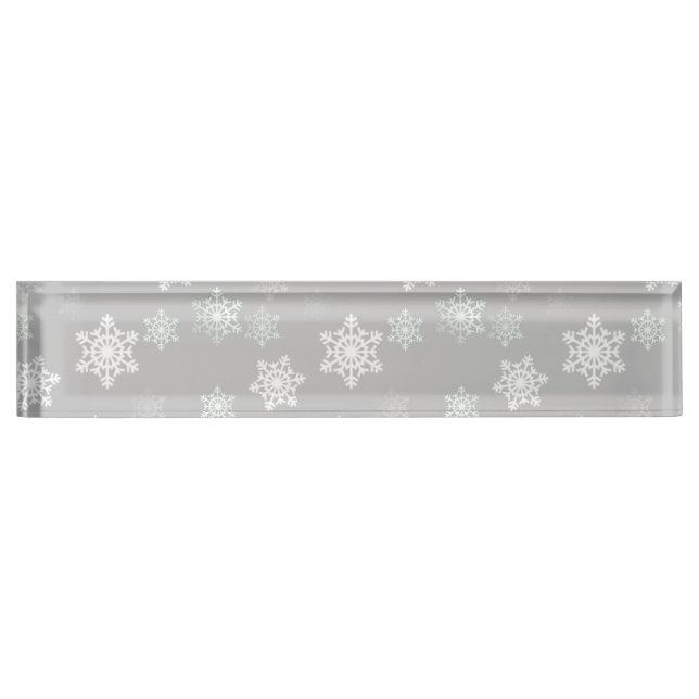 Christmas Silvery White Snow Flurries Nameplate (Front)