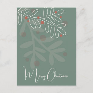 Christmas simple abstract floral mistletoe postcard
