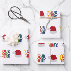 Christmas Simple Business Logo Santa Hat Wrapping Paper Sheet