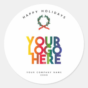 Christmas Simple Business Logo Vintage Wreath Classic Round Sticker