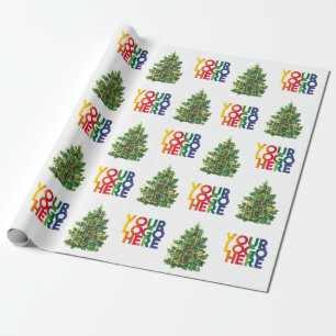 Christmas Simple Business Logo Vintage Xmas Tree Wrapping Paper