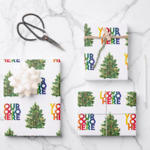 Christmas Simple Business Logo Vintage Xmas Tree Wrapping Paper Sheet