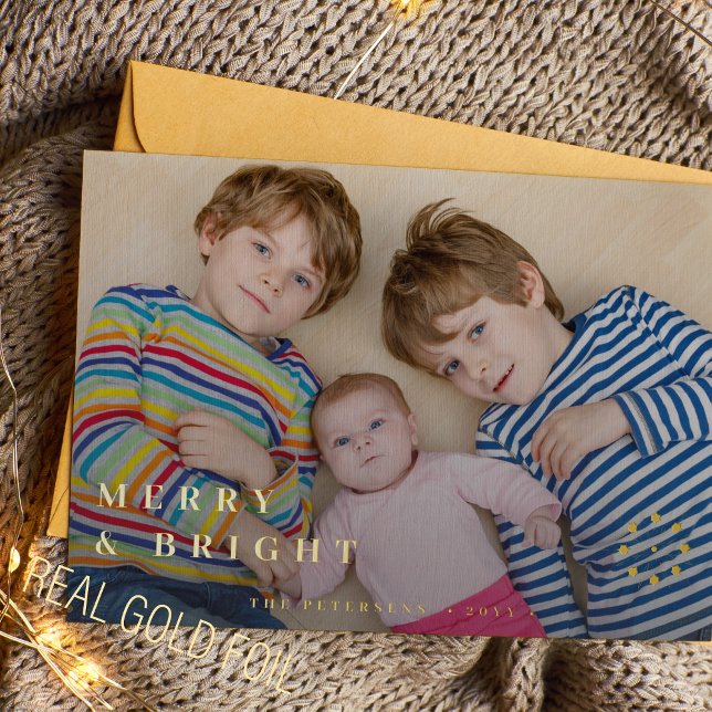 Christmas simple elegant trendy photo  foil holiday card (Creator Uploaded)